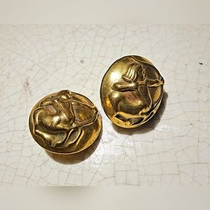 1930s Joseff of Hollywood  Zodiac Series "Sagittarius" brass button Clip Ons